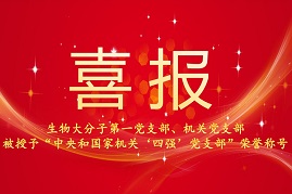 喜报！生物大分子第一党支部、机关党支部被授予“中央和国家机关‘四强’党支部”荣誉称号